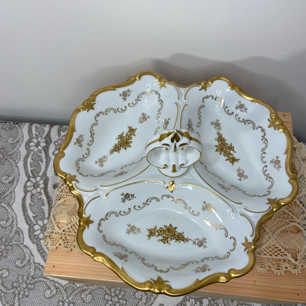 Vintage Reichenbach German Porcelain Dish with handle